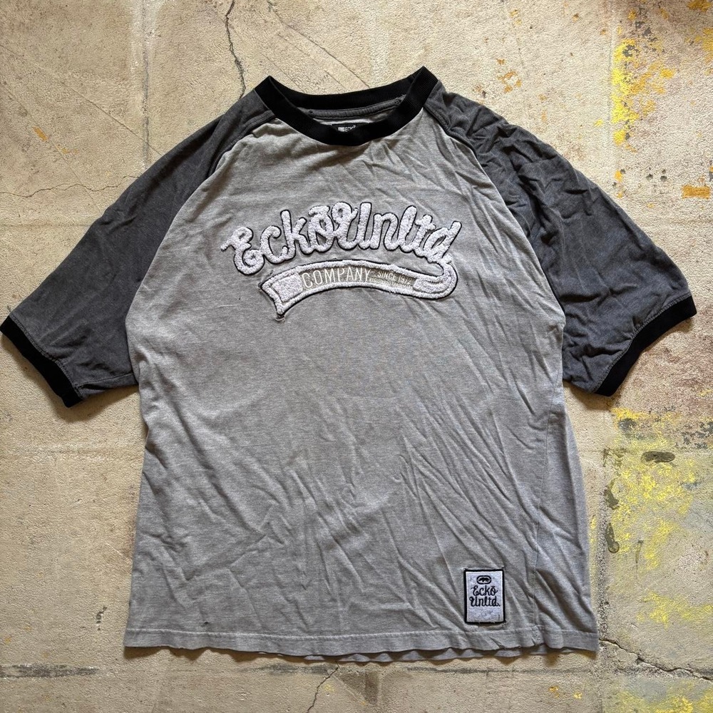 Vintage Ecko Unltd. Grey & Black Raglan T-Shirt - Size XL